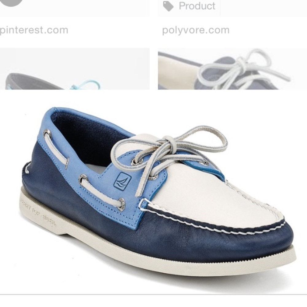 Men's blue and white sperrys